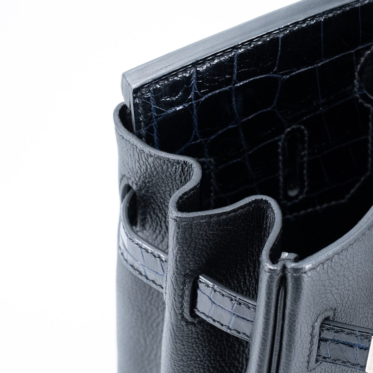 愛馬仕 Birkin 30 Touch 藍色海洋黑色亮面尼羅鱷魚皮