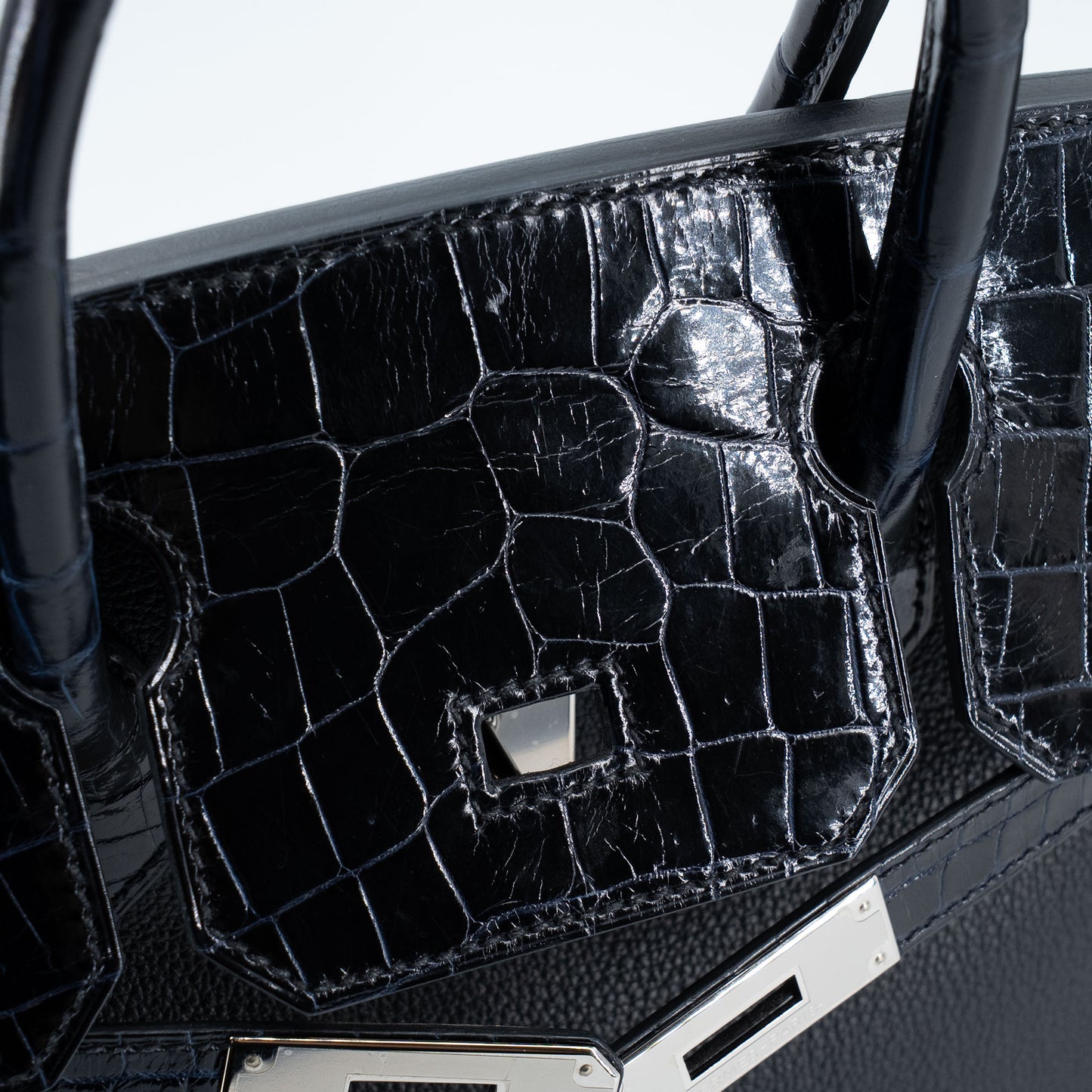 愛馬仕 Birkin 30 Touch 藍色海洋黑色亮面尼羅鱷魚皮