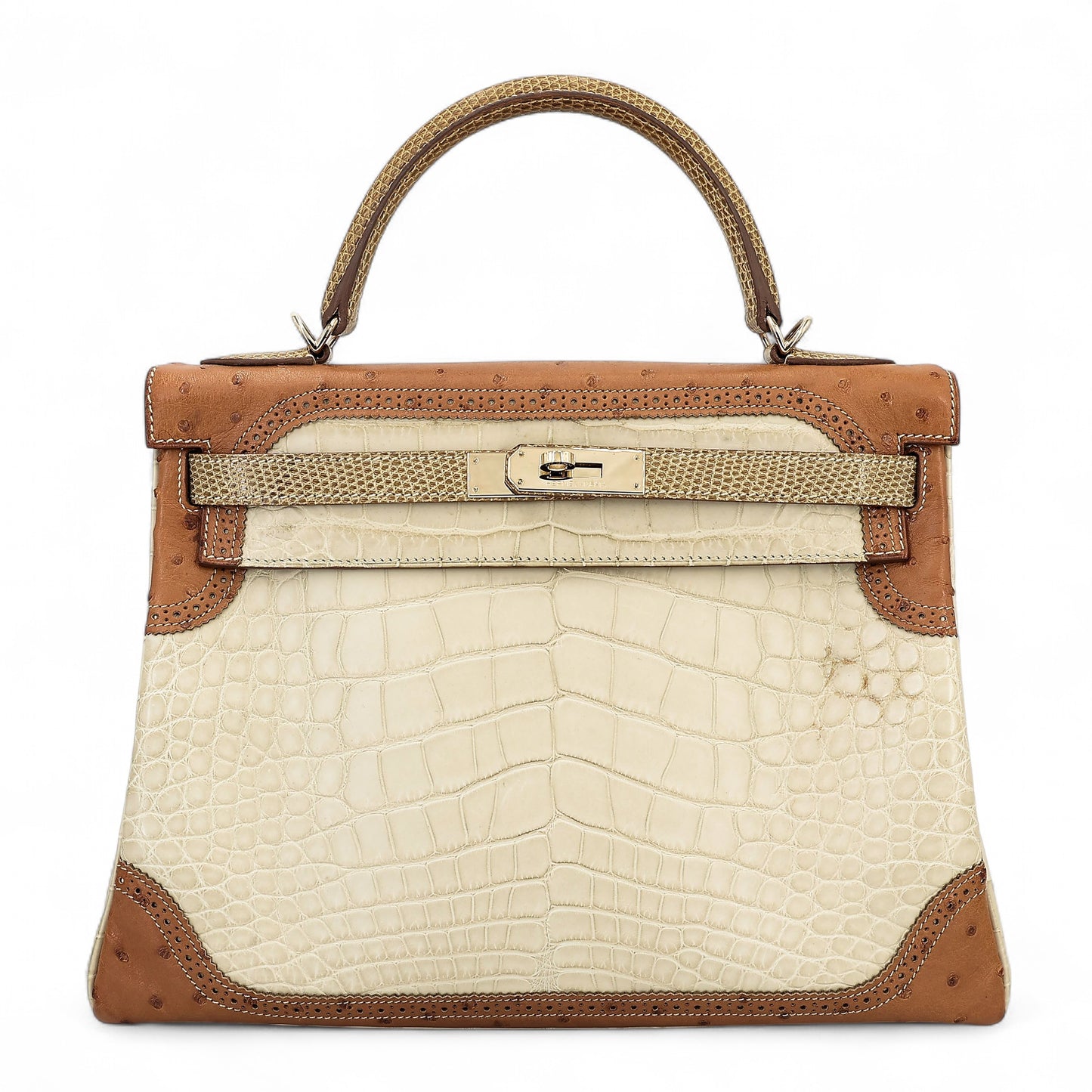 愛馬仕 Kelly Ghillies 32 Ficelle Beton Marron Glace 啞光鱷魚皮鴕鳥蜥蜴皮